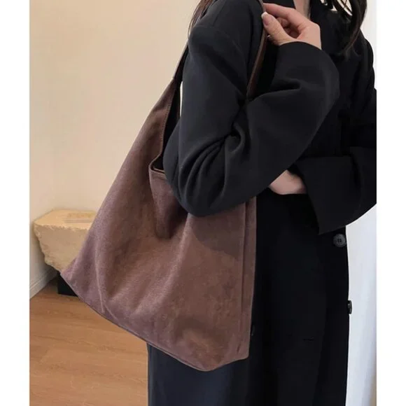 Slouchy Suede Shoulder Bags for Women Large Tote Purse Retro Soft Handbag Casual